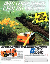 publicité Advertising  0922  1987   Leroy Sommer  gamme pompes  eau moteur vie