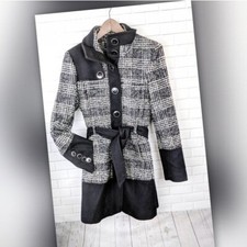 Black Rivet Black  White Houndstooth Wool Jacket Coat Women's Small