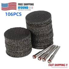 106 Fiberglass Metal Cut Off Wheel Rotary Disc w/6Pcs 1/8" Mandrel for Dremel US