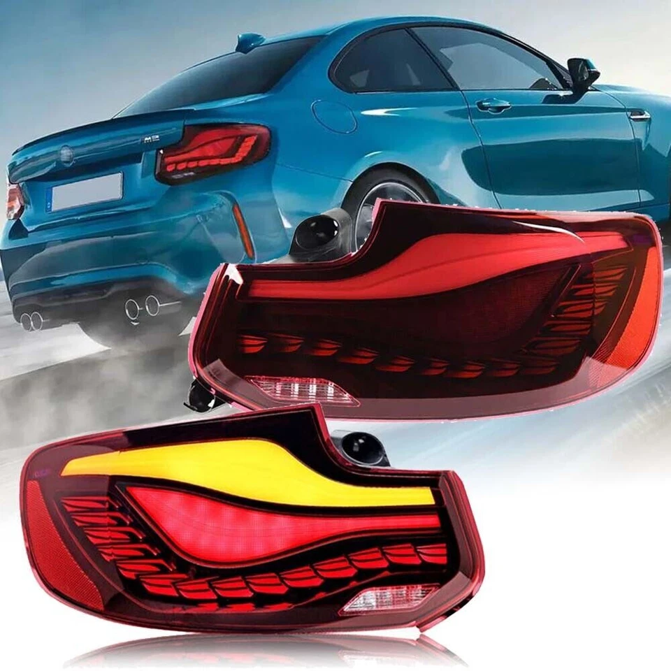 Conjunto de lanternas traseiras de LED Red Len compatível com BMW 2 Series M2 M235i M240i 2014-2021 GTS - Imagem 2 de 4