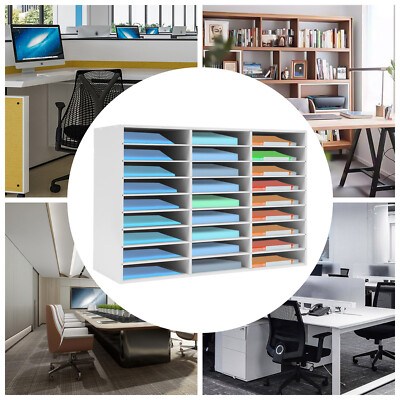 27 Slots Classroom Keepers Literature Storage Rack PVC File Holder Mailbox White