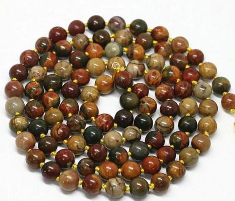 Collar 6/8/10/12mm Natural Multicolor Picasso Jaspe Gema Redondo Cuentas Lisas Foto 3 de 4