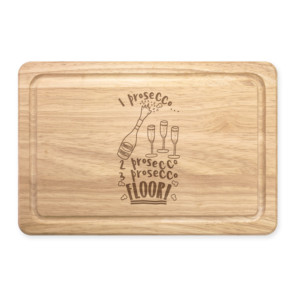 1 2 3 Prosecco Floor Rectangular Wooden Chopping Board - Funny Joke Bubbly