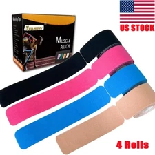 4 Rolls Kinesiology Tape Precut Original Cotton Elastic Athletic Tape,Muscle Tap
