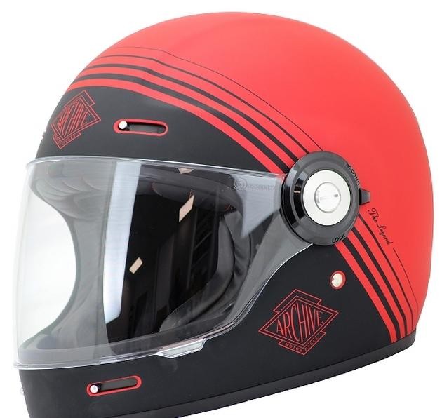 Casque intégral vintage en fibre The Legend rouge mat haute protection XL