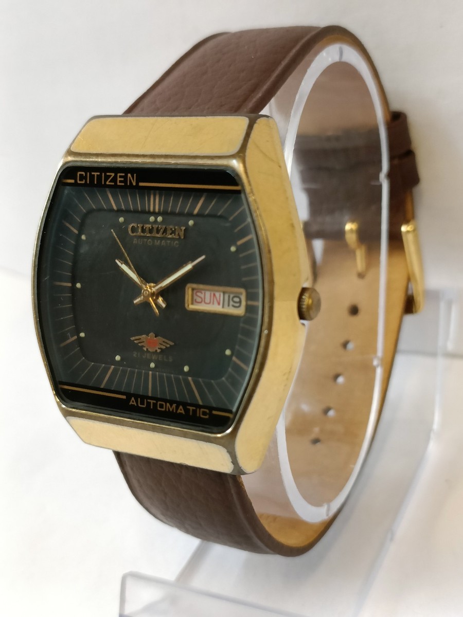 CITIZEN 21J AUTOMATIC PATINA BLACK DIAL 4-822749 JAPAN MEN'S