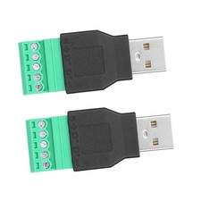 2Pcs USB Male Plug To 5 Pin Screw Terminal Adapter Connetor CT