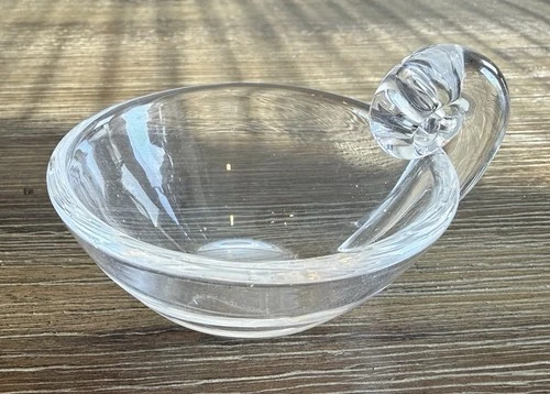 Vintage Steuben Signed Art Glass Crystal Snail Scroll Salt Bowl Dish Must See