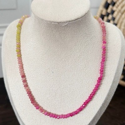 Second Bloom Studio Artisan Made Rainbow Agate Ombre Necklace 17.75''