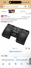 Donner Wireless Bluetooth Page Turner Foot Pedal for iPad Tablet Phone Black