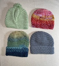 4 Hand Knit Infant Hats