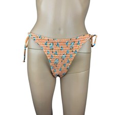 New Zaful Orange Floral Tie Sides Shirred Bikini Swim Bottom Size 8
