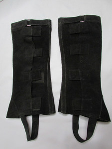 Black Suede Women's Medium Half Chaps velcro Closures Riding Equestrian