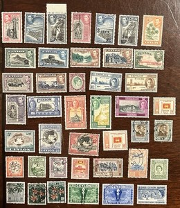 Ceylon Stamps 1938-1954 George VI Elizabeth Surcharge 1946 Peace UPU Set