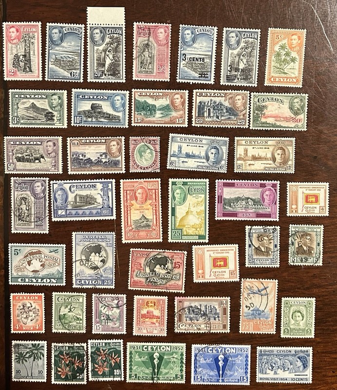 Ceylon Stamps 1938-1954 George VI Elizabeth Surcharge 1946 Peace UPU Set