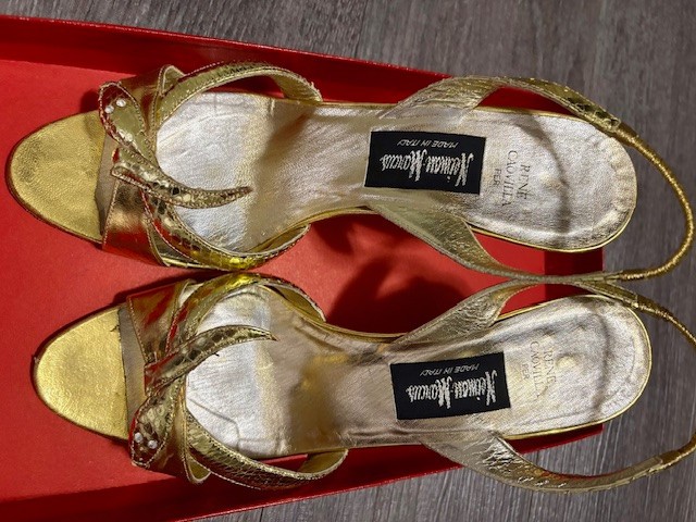 Rene Caovilla Vintage Serpente Gold High-Heel Sandals