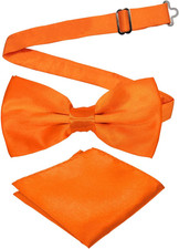 Adjustable Bowtie and Pocket Square Men Bowtie and Handkerchief Solid Color Doub