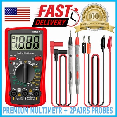 Multimeter + 4 Test Leads for Fluke Meter Electrical Alligator Clip Probes 1000V