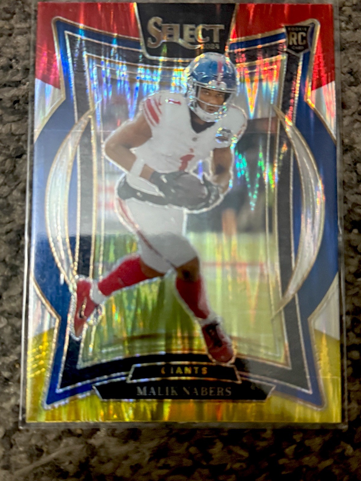 2024 Panini Select - Concourse Malik Nabers #29 Red & Yellow Shock Prizm (RC)