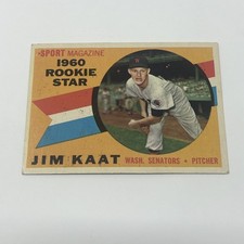 Topps 1960 Sport Magazine Rookie Star Jim Kaat #136 Baseball Trading Card RC. rookie card picture