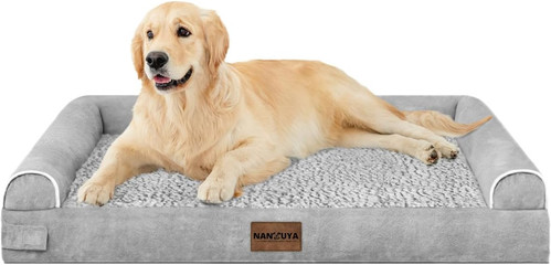 Large Dog Bed Orthopedic 36.0"L x 27.0"W x 6.5"Th, Light Grey