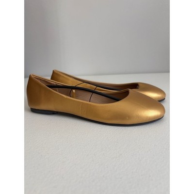 SH18es Womens Ballet Flats Gold Metallic Round Toe Slip On Size 6