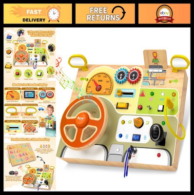 Montessori Wooden Busy Board - Sensory Travel Toys for Toddlers 3-6+ Years