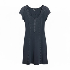 BDG Urban Outfitters Acid Wash Short Sleeve Snap Henley Dress Blue Size Small