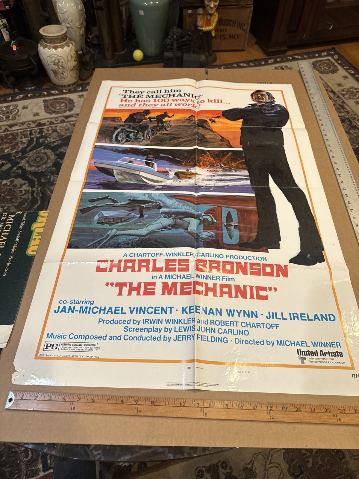 The Mechanic [1972] Charles Bronson ORIGINAL movie poster FREE SHIP