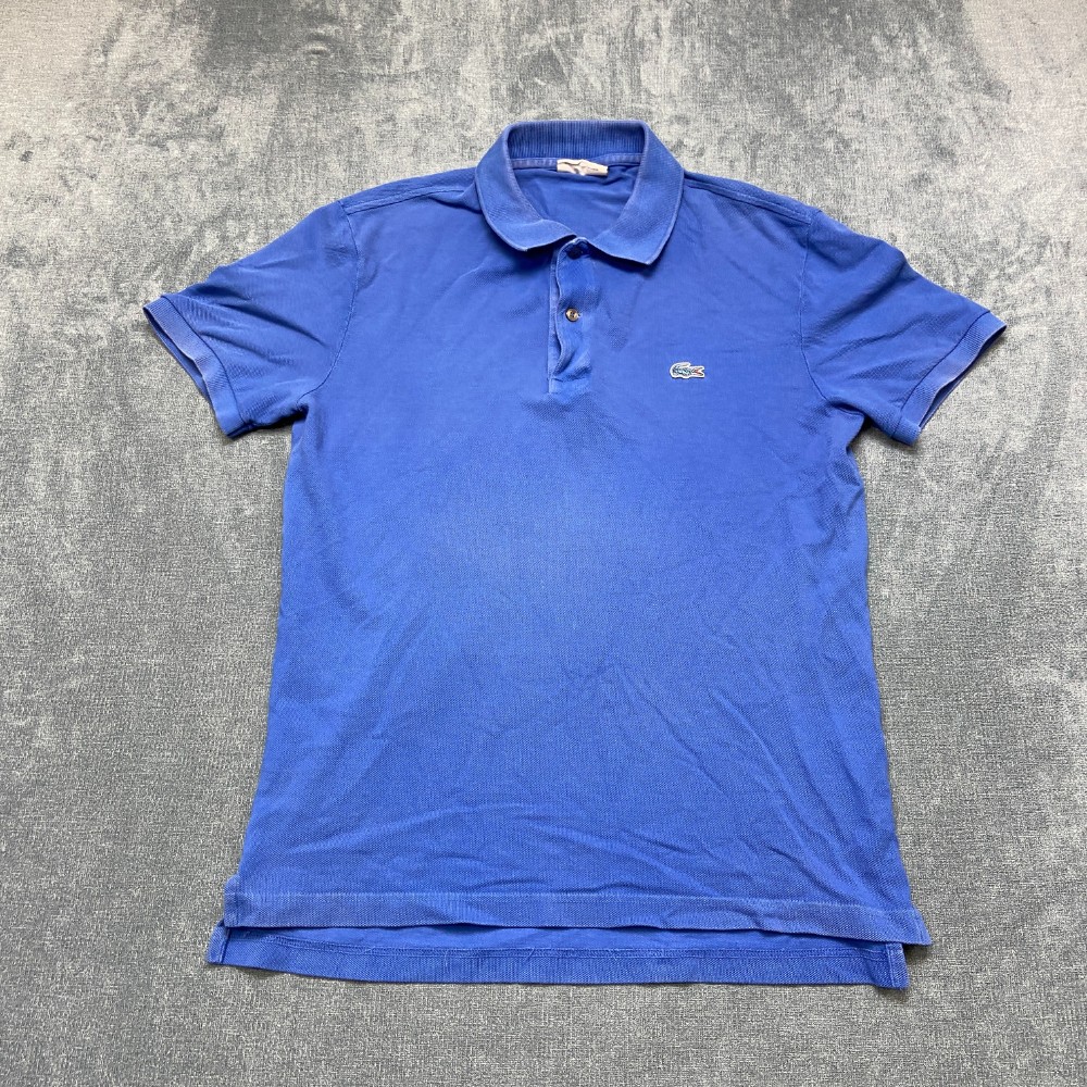 Lacoste For J.Crew Polo Shirt Mens 4 Blue Cotton Side Slit Hi Low Hem Sportswear