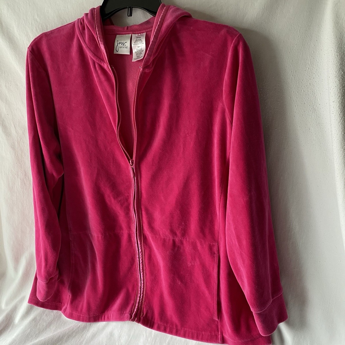 Just My Size Pink Velour Full Zip Hoodie Size 18/20 | eBay