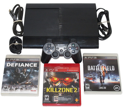 Sony PlayStation 3 PS3 Super Slim Console CECH-4201A w/ Controller & 3 FPS Games