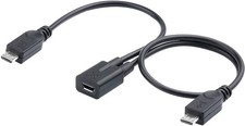 ELECTOP Micro USB Female to 2 Male Splitter Cable Black