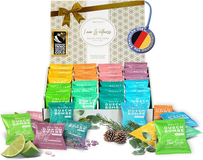 WALTZ 7 Original Duschbomben, 32 Stück Monatspackung Aromatherapie, Wellness Ges