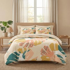 Comforter Set Queen Size, Monstera Palm Leaf Botanical 7 Pcs Bedding for and ...