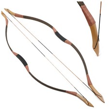 57" Hunting Traditional Longbow 100lb Archery Wooden Horsebow Shooting Target 