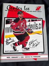 1998 NJ Devils Souvenir Program Signed By Mike Doc Emrick And Glenn Chico Resch