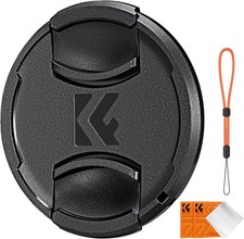 K&F Concept 55MM Lens Cap Snap-on Front Camera Lens Cover + Keeper + 2x Cloths
