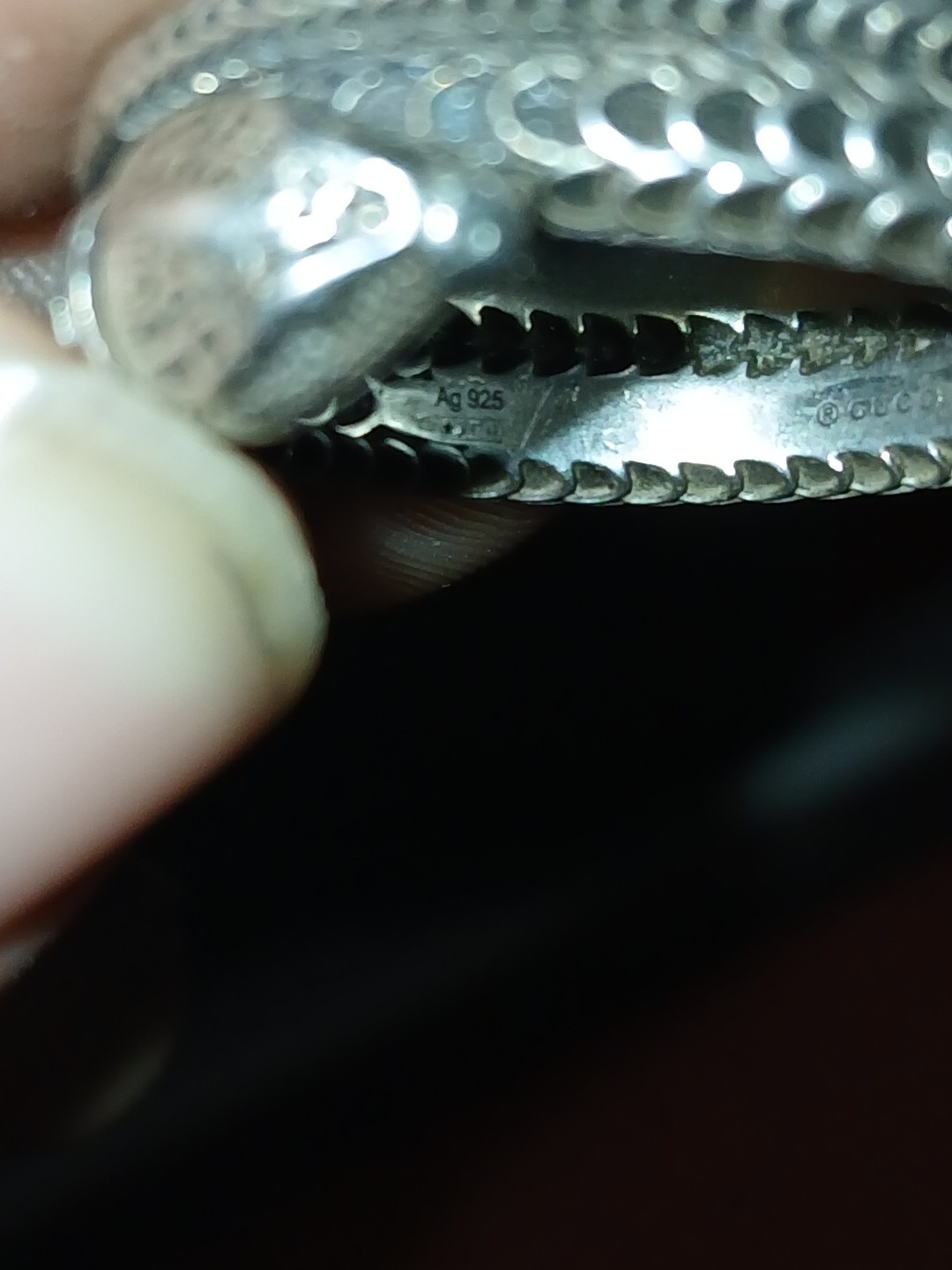 Gucci Snake Python Ring Silver 925 - Size 11 Sign… - image 5