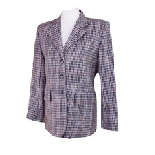 VTG Austin Reed Blazer Worsted Wool Blend Plaid Check Fully Lined Classic  4