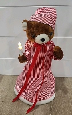 Vintage Animated Telco MOTION-ette Electric Christmas Figure Bear w Candle 24''