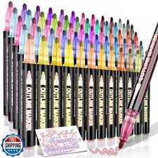 60 Colors Outline Markers, Stocking Stuffers Double Line Glitter