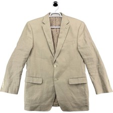 Lauren Ralph Lauren 100 Linen Sport Coat Blazer Men  s 38R Beige Tan 2 Button