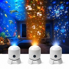 Rotating LED Projector Light USB Dimmable Christmas Snowflake Projection Lamp
