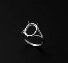925 Sterling Silver 10x8mm Oval 4-Prong Ring Setting DIY Jewelry Mount Blank