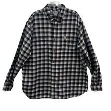 Carhartt Men  s Relaxed Fit Plaid Flannel Button-Down Shirt Size 2xl Stretchy