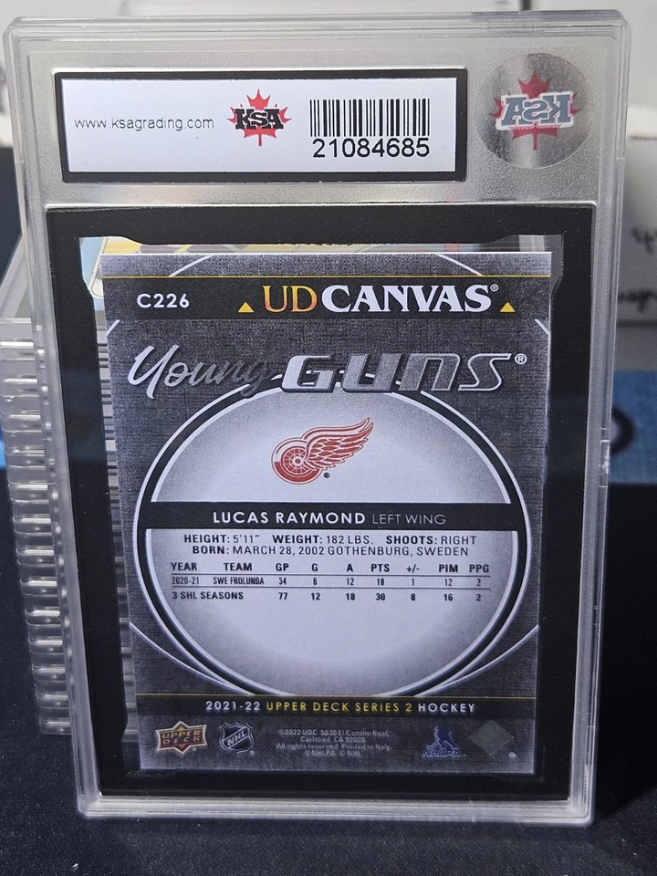 21-22 UD Canvas Lucas Raymond Young Guns Black Variant 🚨🚨🚨 KSA 10 Gem Mint - Image 2 of 3