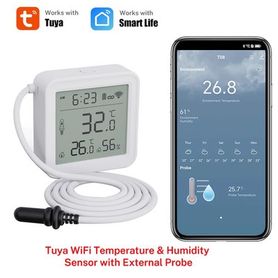 Tuya WiFi Temperature Humidity Sensor for Smart Home Hygrometer APP Monitoring 
