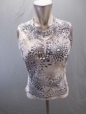 She Best Size M Womens Multicolor Sleeveless 1/4 Zip Activewear Stretch Tank 631