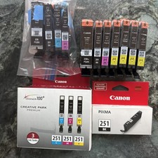 11 GENUINE Canon 251 CMY BK Ink Cartridges 250XL BK   BRAND NEW-FRESH 4 250 